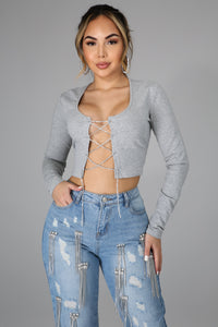 Diamond Girl Lace-up Crop Top