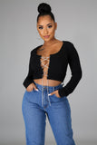 Diamond Girl Lace-up Crop Top