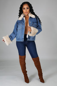 Caroline Faux Fur Denim Jacket