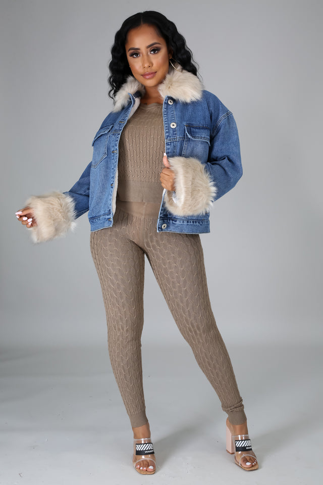 Caroline Faux Fur Denim Jacket