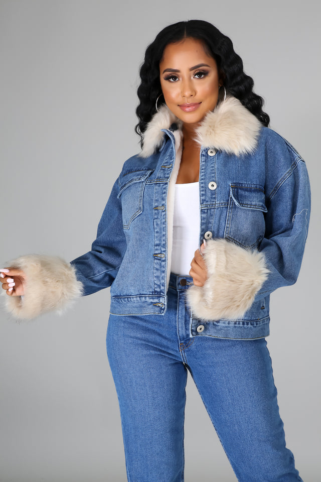 Caroline Faux Fur Denim Jacket