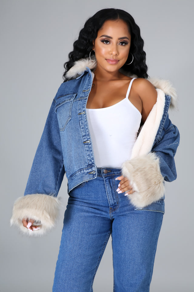 Caroline Faux Fur Denim Jacket