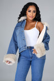 Caroline Faux Fur Denim Jacket